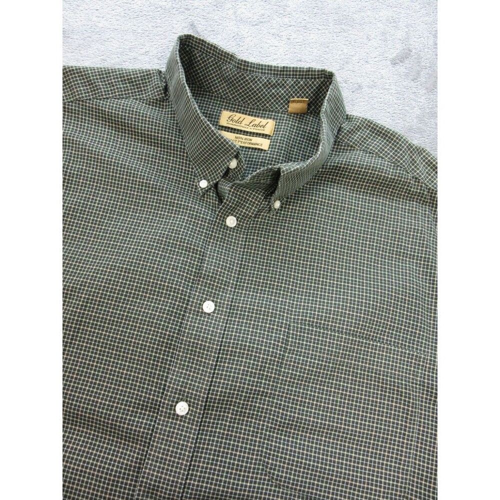 Roundtree & Yorke Gold Label Shirt Men's Sz. 3X Check Green Perfect Performance